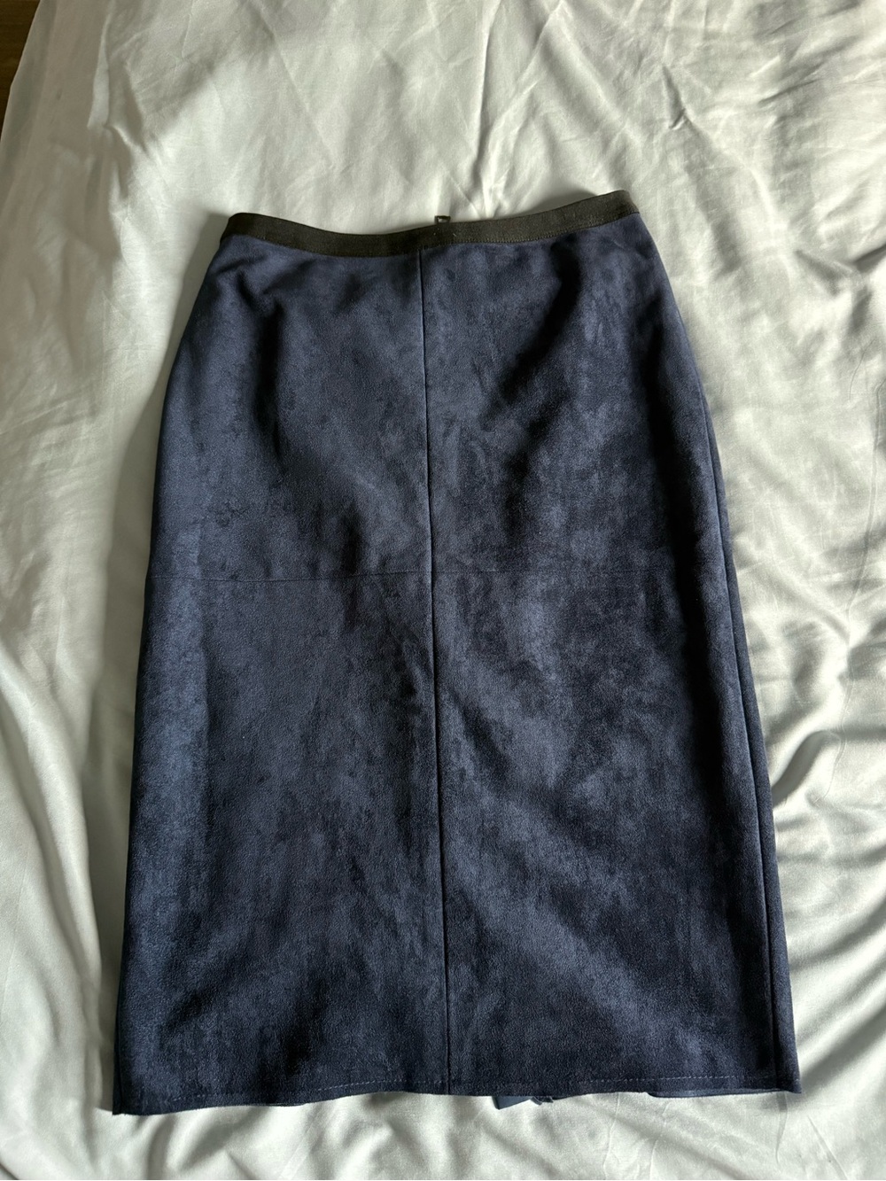 BCBGMaxAzria Navy Pencil Skirt with Black Waistband